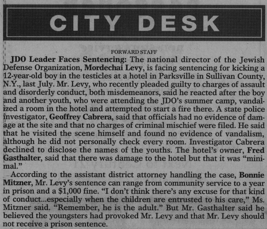 Mordechai Levy minor testicles plea article